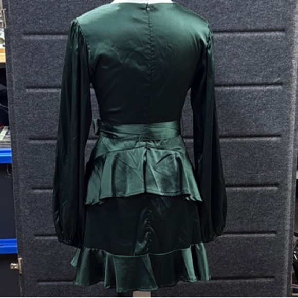 Altar'd State Green Wrap Dress with Bishop Sleeves - Picture 3 of 6